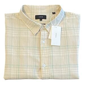 Vince Men's 2XL Classic Fit Linen Blend Long Sleeve Button-Up Shirt Tan NEW